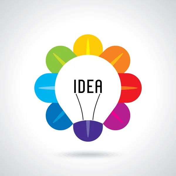 Idea colorata con lampadina — Vettoriale Stock