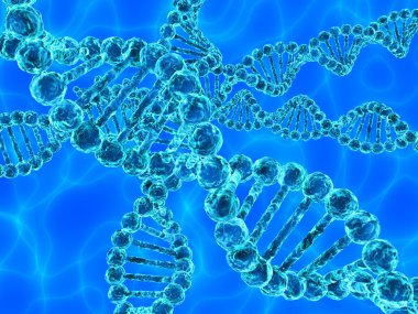 Arka plan dalgalar ile mavi Dna (deoksiribonükleik asit)