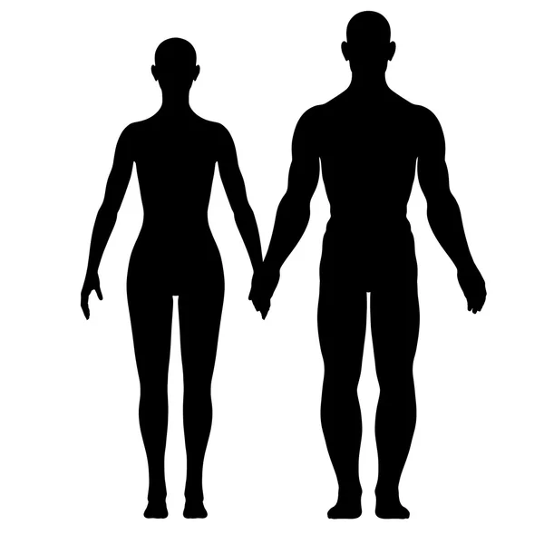 Silhouette of woman and man — Stock Photo, Image