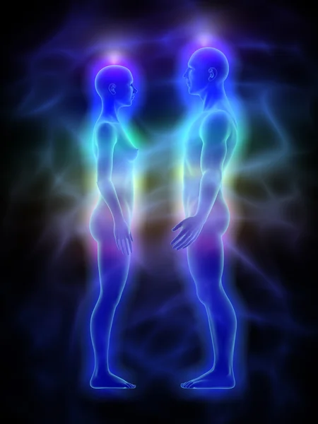 Aura, chakras, energía sanadora - mujer y hombre — Foto de Stock