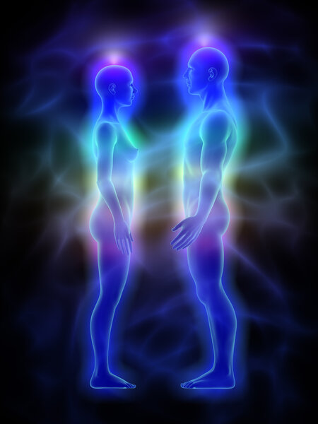Aura, chakras, healing energy - woman and man