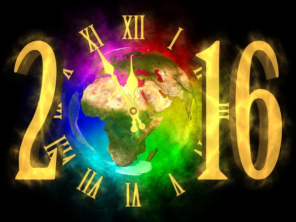 Frohes neues Jahr 2016 in Europa, Asien und Afrika — Stockfoto