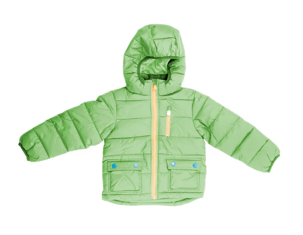 Green winter jacket with hood — Stock Photo, Image