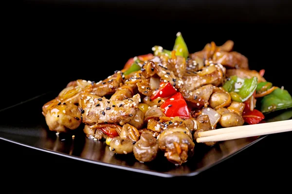 Plate with meat and vegetables — Stock Photo, Image