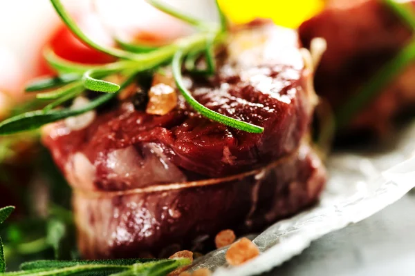 Steak filet mignon and rosemary — Stock Photo, Image