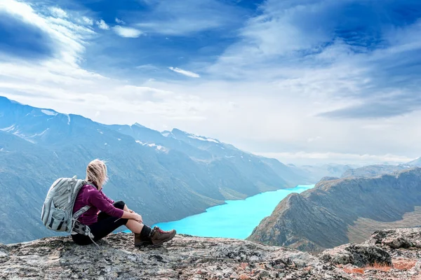 Woman is feeling free and sitting — Stock Photo, Image