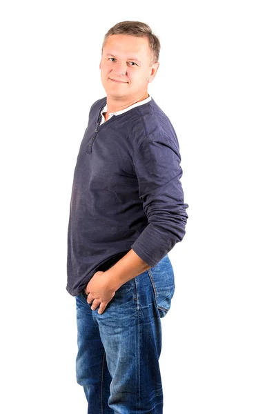 Casually dressed middle aged man in jeans — Stock Photo, Image