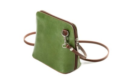 İzole yeşil deri çanta
