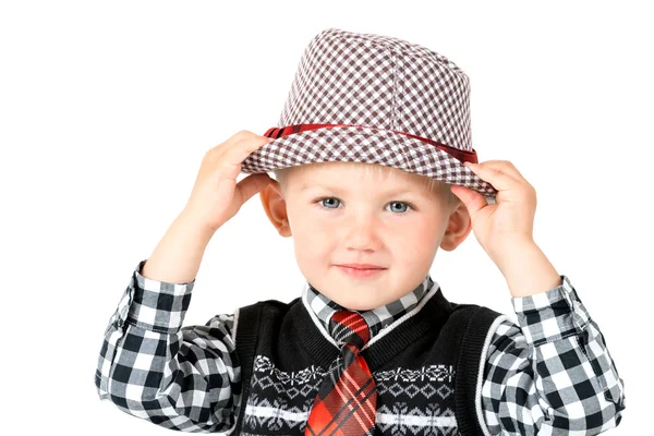 Happy boy v klobouku — Stock fotografie