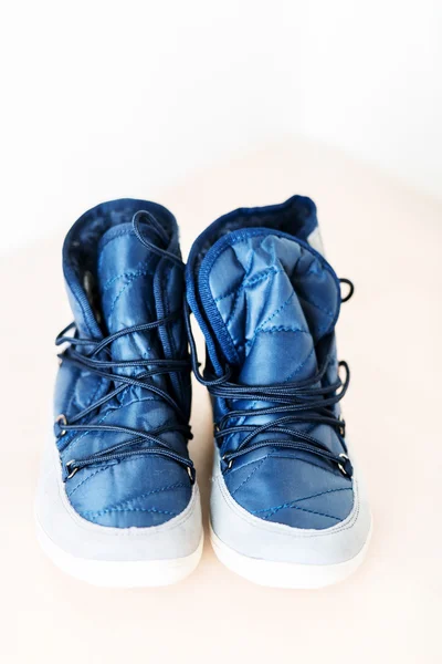 Pair of dark blue female boots — Stock Photo, Image