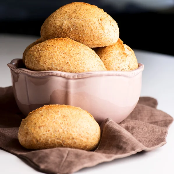 Bread buns in bowl — Stock Photo, Image