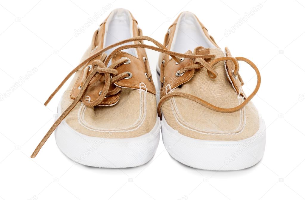Pair of boat shoes isolated