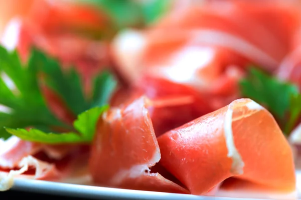 Fundo de salada hamon desfocado — Fotografia de Stock