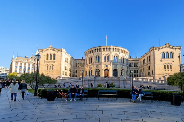 Norský parlament fasáda — Stock fotografie