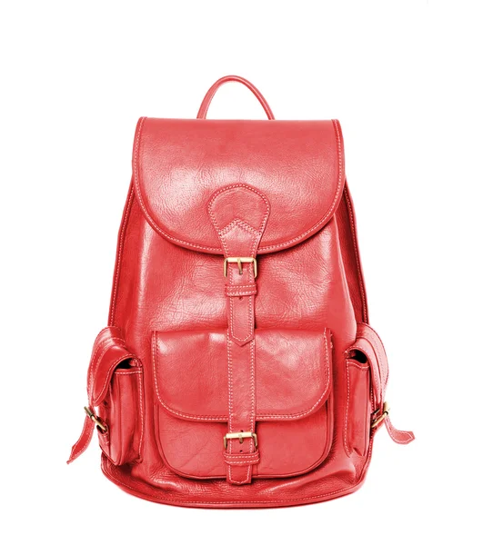 กระเป๋าเป้หนังสีแดง — ภาพถ่ายสต็อก