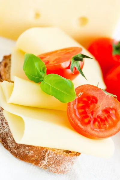 トマトとバジルのサンドイッチ — ストック写真