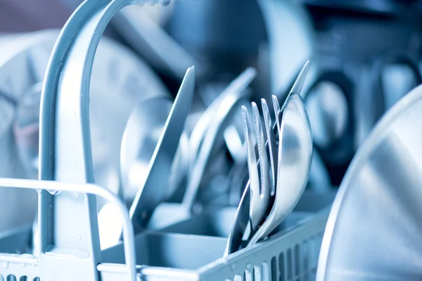 Clean kitchenware in dishwasher — Stock Photo, Image