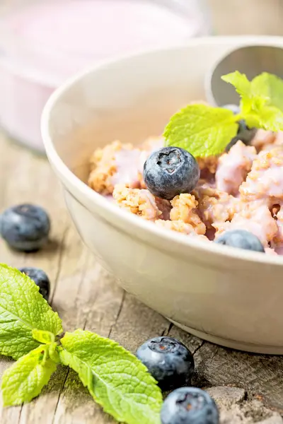 Yogurt ai mirtilli freschi — Foto Stock