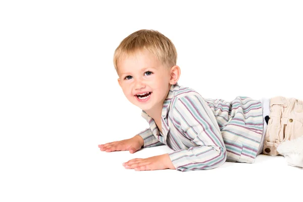 Boy in shirt posing in studio — Stock Photo, Image