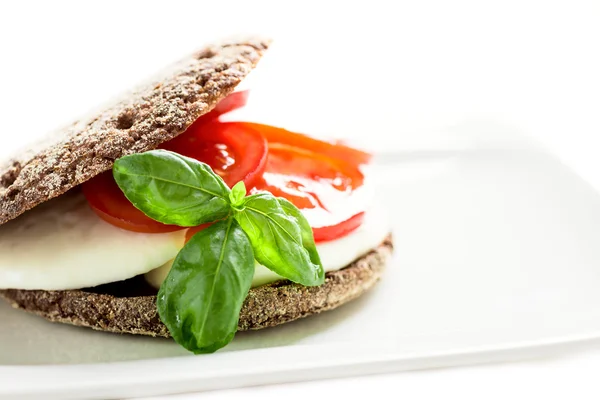 Sandwich with mozzarella tomatoes — Stock Photo, Image
