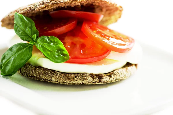 Сэндвич с моцареллой и помидорами — стоковое фото