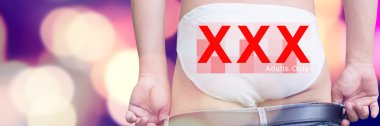 Adam kot arka yüzü ile Xxx mektup Banner tasarımı için Unzip, gibi yetişkinlere yönelik içerik kullanın