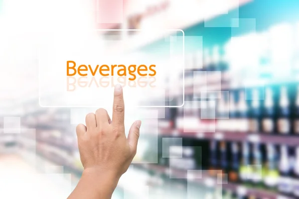 Handklicken auf Getränkebildschirm im Einzelhandel — Stockfoto