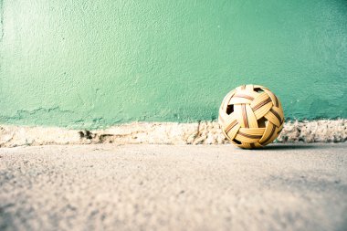 Sepak Takraw topu çimento arka planda, Asya geleneksel spor oyunları
