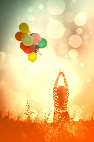 Woman with colorful Balloons — Stock Photo, Image