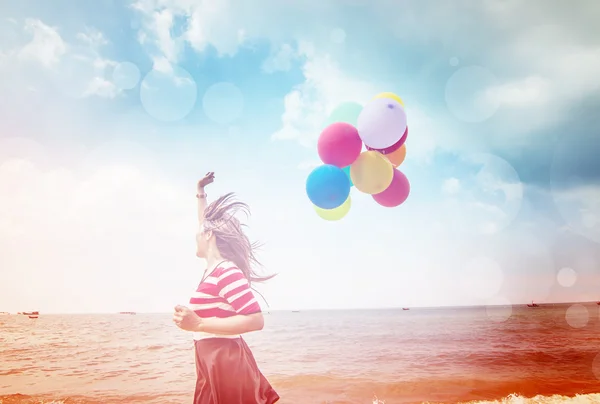 Woman with colorful Balloons — Stock Photo, Image