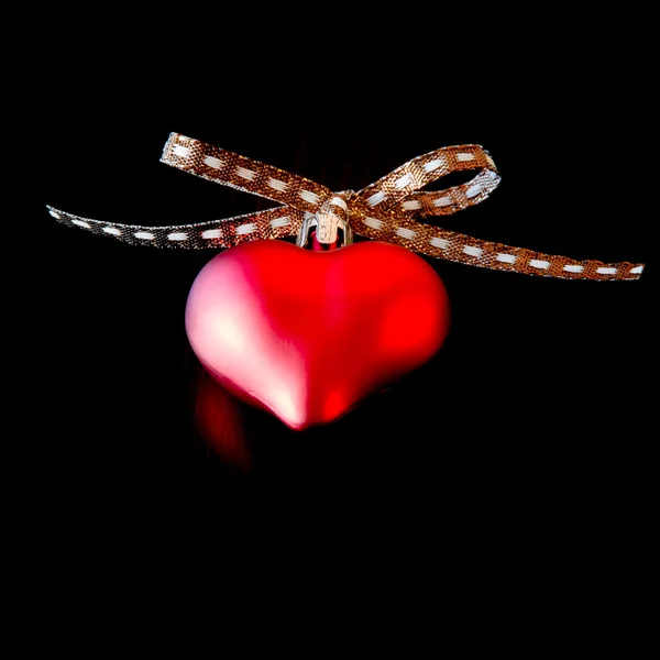 Red heart on dark wooden background — Stock Photo, Image