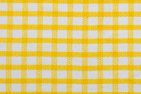 Yellow checked fabric background, kitchen towel texture — Stock Photo, Image