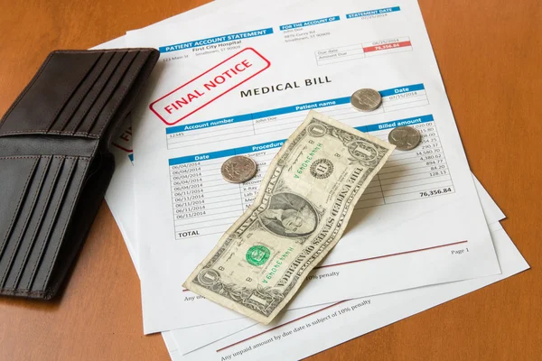 Medical bill from the hospital, concept of rising medical cost. — Stock Photo, Image