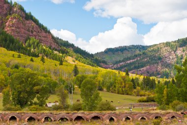Sonbahar dağ manzarası, Colorado, ABD.