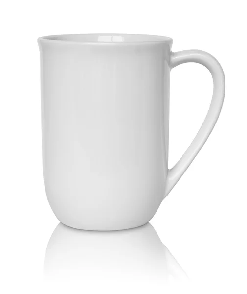 Leere weiße Tasse isoliert auf weißem Hintergrund — Stockfoto