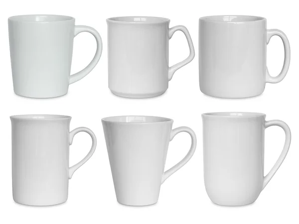 White cups set isolated on white with clipping path — Stock Photo, Image