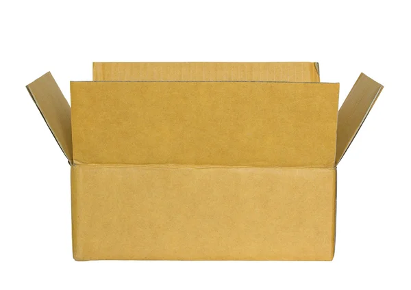 Caja de cartón abierta aislada en blanco con ruta de recorte —  Fotos de Stock