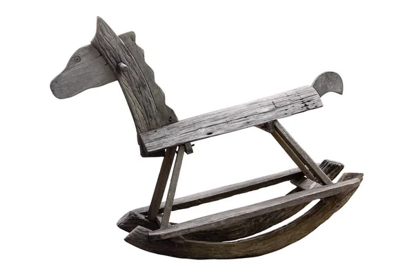 Trä Gungande Häst Isolerad Vit Med Klippning Väg — Stockfoto