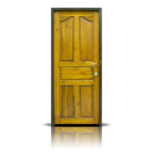 Dřevěné Dveře Izolované Bílém Pozadí — Stock fotografie