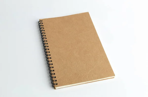 Notebook Espiral Capa Branco Fundo Branco Para Modelo Branco Mockup — Fotografia de Stock
