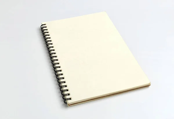 Notebook Espiral Branco Fundo Branco Para Modelo Branco Mockup — Fotografia de Stock
