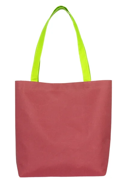 Kırmızı clippi beyaz zemin üzerine izole kumaş çanta alışveriş — Stok fotoğraf