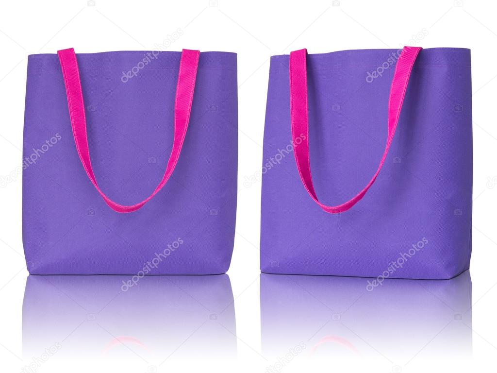 blue shopping fabric bag on white background