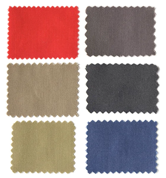 Conjunto de amostras de tecido swatch textura isolada no backgroun branco — Fotografia de Stock