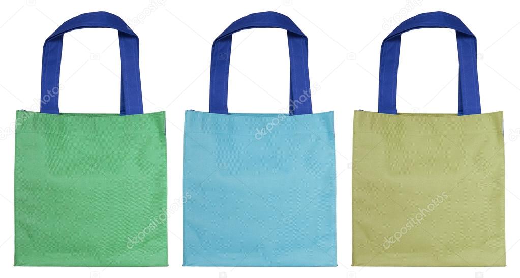 colorful cotton bag isolated on white background with clipping p
