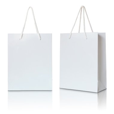 beyaz arkaplanda beyaz kese kağıdı