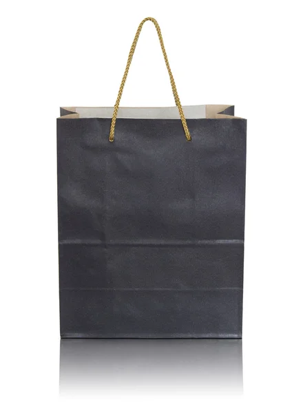 Black paper bag on white background — Stock Photo, Image