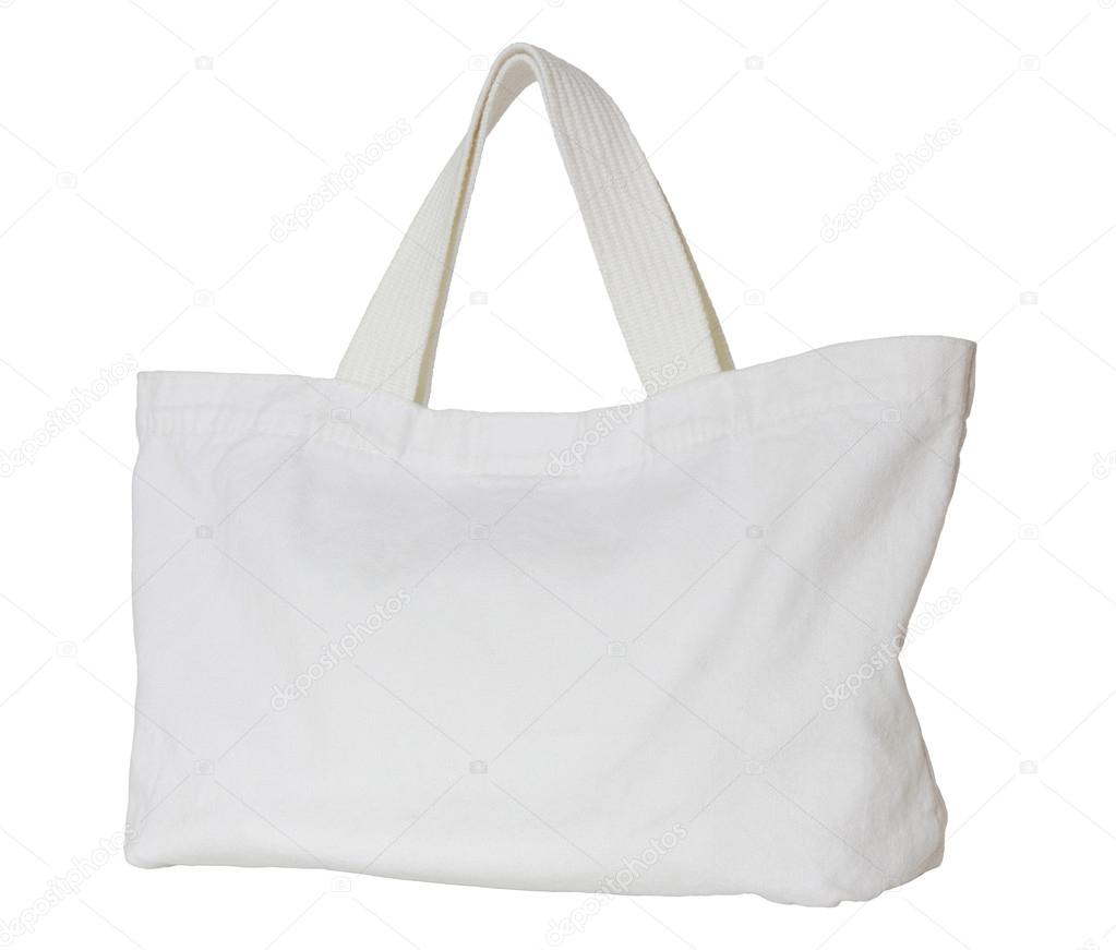 white fabric bag isolated on white background with clipping path