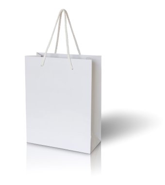 beyaz arkaplanda beyaz kese kağıdı