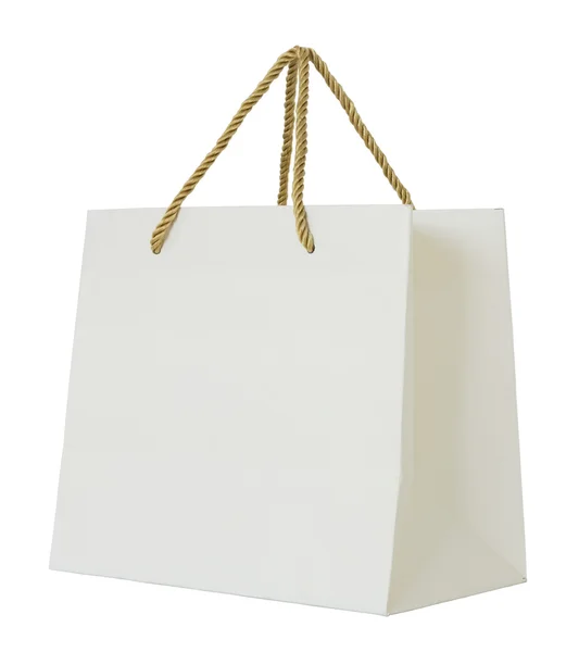Saco de compras de papel isolado no branco com caminho de recorte — Fotografia de Stock